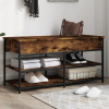 zahrada-XL Lavička na topánky dymový dub 100x42,5x50 cm kompozitné drevo 839035
