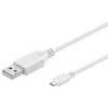 PremiumCord Kábel micro USB 2.0, A-B 1m, biela