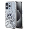 Karl Lagerfeld Liquid Glitter Choupette Head MagSafe zadný kryt pre iPhone 15 Pro Max Transparent