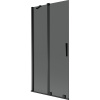 Mexen Velar, 2-krídlová posuvná vaňová zástena 90 x 150 cm, 8mm šedé sklo, čierna matná, 896-090-000-41-70