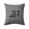 Play Eat Sleep Repeat game - Vankúš 50x50 - 50x50 - Vrátane výplne ( Tmavosivý melír )