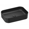 Ravak Umyvadlo na desku Ceramic Slim 55x37 cm černá mat bez otvoru pro baterii, bez přepadu XJX0D155001
