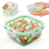 SKLENENÁ NÁDOBA 510 ML na potraviny na uskladnenie, ŠTVORCOVÁ, Lunchbox