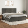 vidaXL Posteľný rám boxspring s matracom tmavosivý 200x200 cm zamat - Sivá - 167046-101401