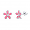 Stříbrné náušnice Baila květinky růžové s Brilliance Zirconia DCC2056218ER