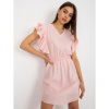 Dámske šaty s volánikmi na rukávoch KHARISSE svetlo ružové
