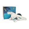 Doudou et Compagnie Paris Darčeková sada Plyšový králiček s tmavo modrou bambuľkou 25 cm