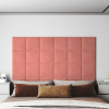 vidaXL Nástenné panely 12 ks ružové 30x30 cm zamatové 1,08 m² 343810