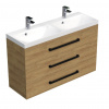 Swiss aqua technologies Koupelnová skříňka s černou úchytkou a umyvadlem SAT Cube Way 120x76,5x40 cm dub Hickory mat CUBE2C1203DH