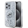 Karl Lagerfeld Liquid Glitter Karl and Choupette Heads MagSafe zadný kryt pre iPhone 15 Pro Transparent