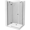 Mexen Roma sprchový kút otvárací 120 x 100 cm, transparentný, čierny + vanička Flat, biely - 854-120-100-70-00-4010B