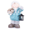Postavička MagicHome Vianoce, Chlapček s lampášom a ježkom, keramika, 23x20x39,5 cm