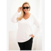 Kesi Dámska blúzka Plus Size s výstrihom do V a dlhým rukávom biela