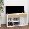 vidaXL Lavica na topánky+podložka, biela a dub sonoma 80x30x47 cm - Béžová - 22260-163790
