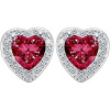 Červené srdiečkové náušnice vykladané kamienkami DRM041