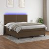 vidaXL Posteľ boxsping s matracom a LED tmavohnedá 160x200 cm látka - Hnedá - 176697-110877