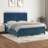 Box spring postel s matrací a LED tmavě modrá 180x200 cm samet 3136261