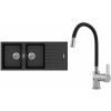 Set Sinks G16974 (dřez Perfecto 1160 DUO Metalblack 74 + baterie Flexia lesklá)