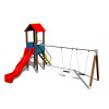 Playground System DETSKÉ IHRISKÁ - zostava so šmýkačkou a dvojhojdačkou 4U129K-15 celokovová