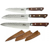 MaceMaker FUJI SanMai Kuchynské nože s koženým puzdrom súprava 3 ks
