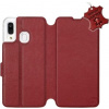 Flip puzdro na mobil Samsung Galaxy A40 – Tmavočervené – kožené – Dark Red Leather 5903226864324
