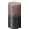 Sviečka Bolsius Rustic, valcová, vianočná, Sunset Creamy Caramel+ Anthracite, 130/68 mm