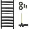 CERANO - Kúpeľňový radiátorový set Paolo - ústredné vykurovanie - bočné jednobodové pripojenie - 604W - čierna matná - 1090x550 mm