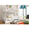 KIK Trade Poschodová posteľ Gábi 190x90 cm s úložným priestorom borovica masív Odtieň: biela