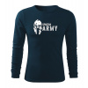 DRAGOWA Fit-T tričko s dlhým rukávom spartan army, tmavomodrá 160g/m2 - S
