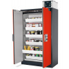Protipožiarna skriňa na nebezpečné látky Select W-126, dvere červené, 6 výsuvných vaní
