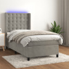 vidaXL Posteľ boxsping s matracom a LED bledosivá 90x200 cm zamat - Sivá - 177952-112106