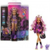 Mattel Monster High Clawdeen Wolf s fialovými pruhovanými vlasmi a psom