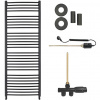 CERANO - Kúpeľňový radiátorový set Stefano - kombinované vykurovanie, termo tyč - bočné jednobodové pripojenie - 677W - čierna matná - 1210x650 mm