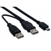 Kábel PremiumCord USB napájecí 2x USB A(M)-miniB(M), 5pin, 0,5m+0,4m