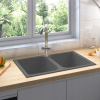 VidaXL Kuchynský drez Sivý 760x480x184 mm Granit