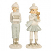Clayre & Eef Béžová dekorácia dievča a chlapec s medvedíkom a darčekmi - 5*4*11 cm - Clayre & Eef