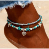 Náramek na nohu Srdce 3002-28 tyrkys MM