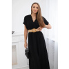 Legínovo Dlhé šaty s ozdobným opaskom čierne Farba: Čierna, Veľkosť: UNI