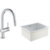 Set kuchynská batéria Grohe Minta 31358002, nerezový drez Grohe K700 31574SD1