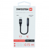 Swissten audio adaptér textilný USB-C / jack 0,15 m čierny 73501301