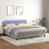 vidaXL Posteľ boxsping s matracom a LED bledosivá 180x200 cm zamat 3134657