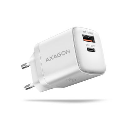 AXAGON ACU-PQ30W Sil nabíjačka 30W, 2x port (USB-A + USB-C), PD3.0/PPS/QC4+/SFC/AFC/Apple, biela ACU-PQ30W