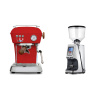 Ascaso Dream PID, Love Red + Eureka Atom Specialty 65, chrome