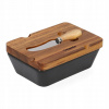 Homla Porcelánová maselnička s dreveným vrchnákom a nožom – čierna
