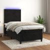 vidaXL Posteľ boxsping s matracom a LED čierna 80x200 cm zamat 3135971