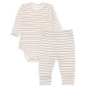 MBaby Zavinovacie rebrované body + tepláčky, 2D sada Prúžok, béžové, veľ. 68, 68 (3-6m)