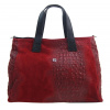 Grosso Kožená měkká tmavě červená dámská kabelka do ruky v kroko designu
