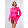 Ružové košeľové šaty so zaväzovaním
