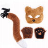 Umelá kožušina líščí chvost mačka vlk karnevalový kostým set plyšová maska