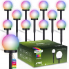 12x Solárna LED záhradná lampa zapichovacia dekoračná guľa biela 10cm RGB